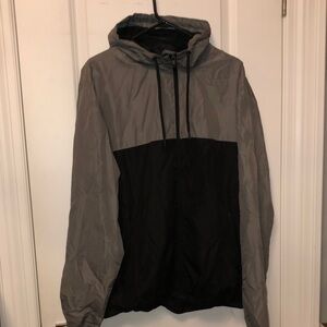 H&M Men's Hooded Windbreaker Jacket - Gray/Black - Size M